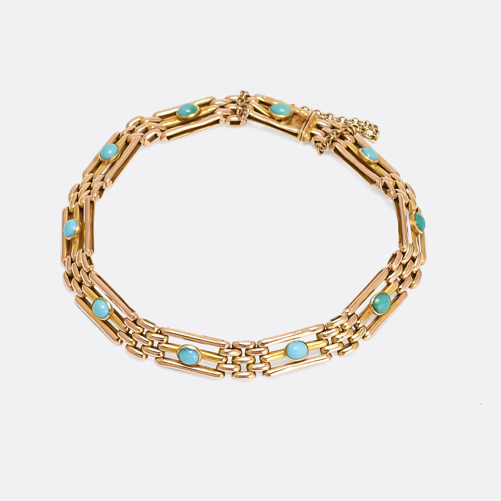 Edwardian Turquoise Gate-Link Bracelet