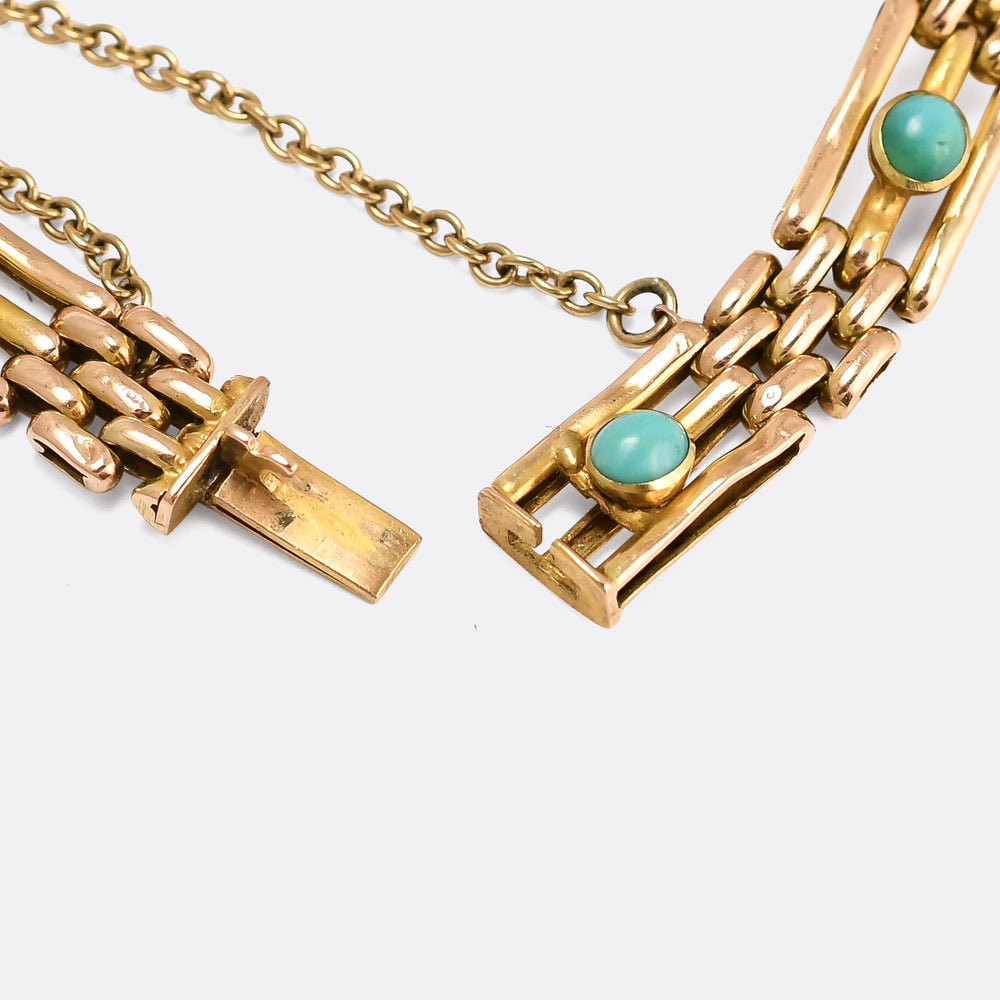 Edwardian Turquoise Gate-Link Bracelet