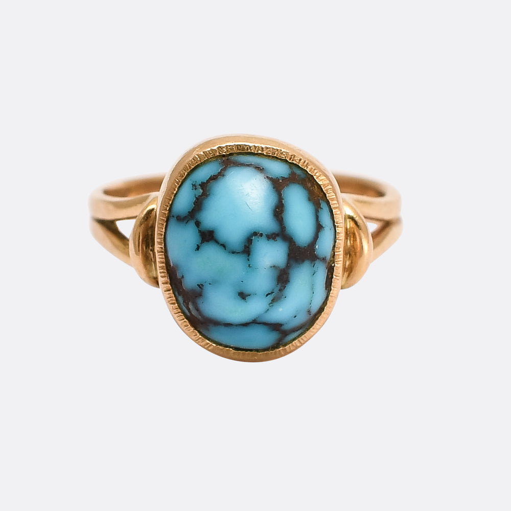 Edwardian Turquoise Matrix Solitaire Ring