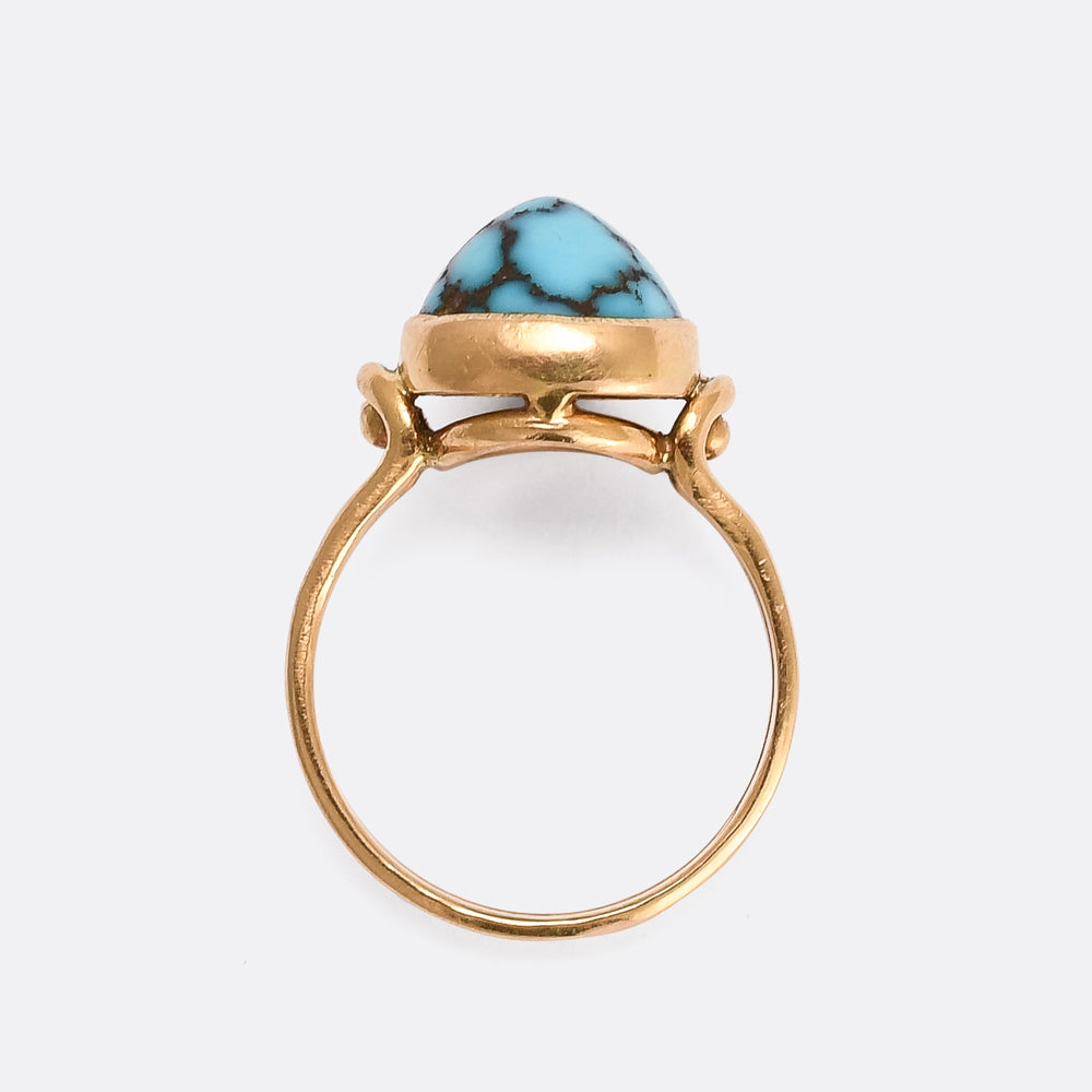 Edwardian Turquoise Matrix Solitaire Ring