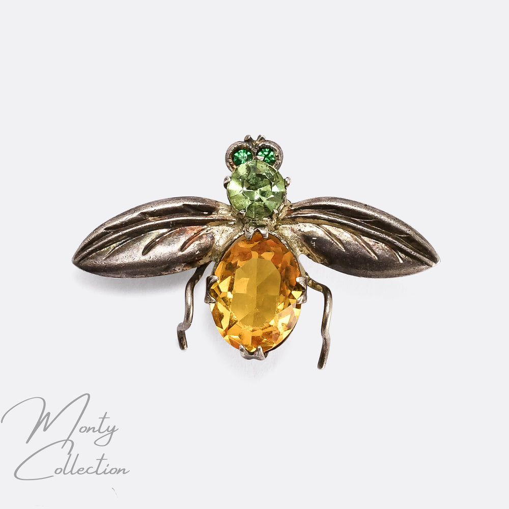 Edwardian Uranium Glass Bee Brooch