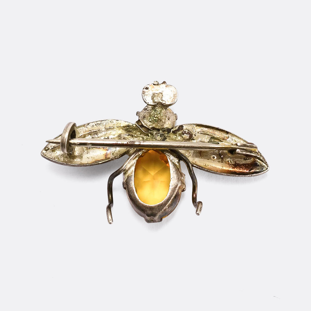 Edwardian Uranium Glass Bee Brooch