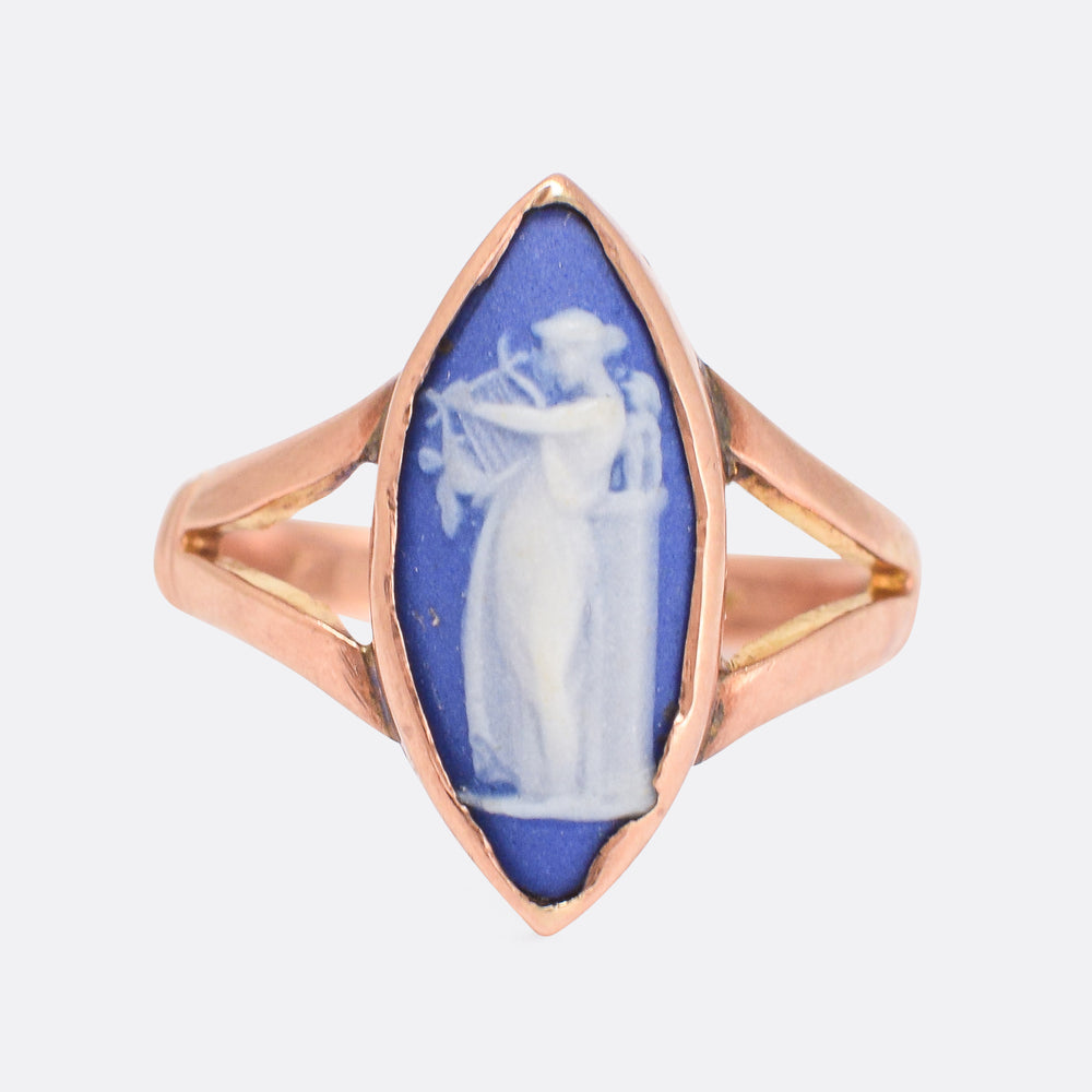 Edwardian Wedgwood Erato Navette Cameo Ring