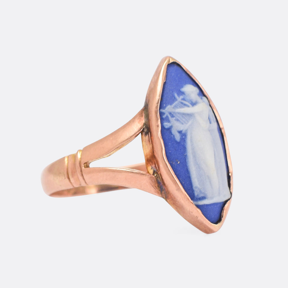Edwardian Wedgwood Erato Navette Cameo Ring