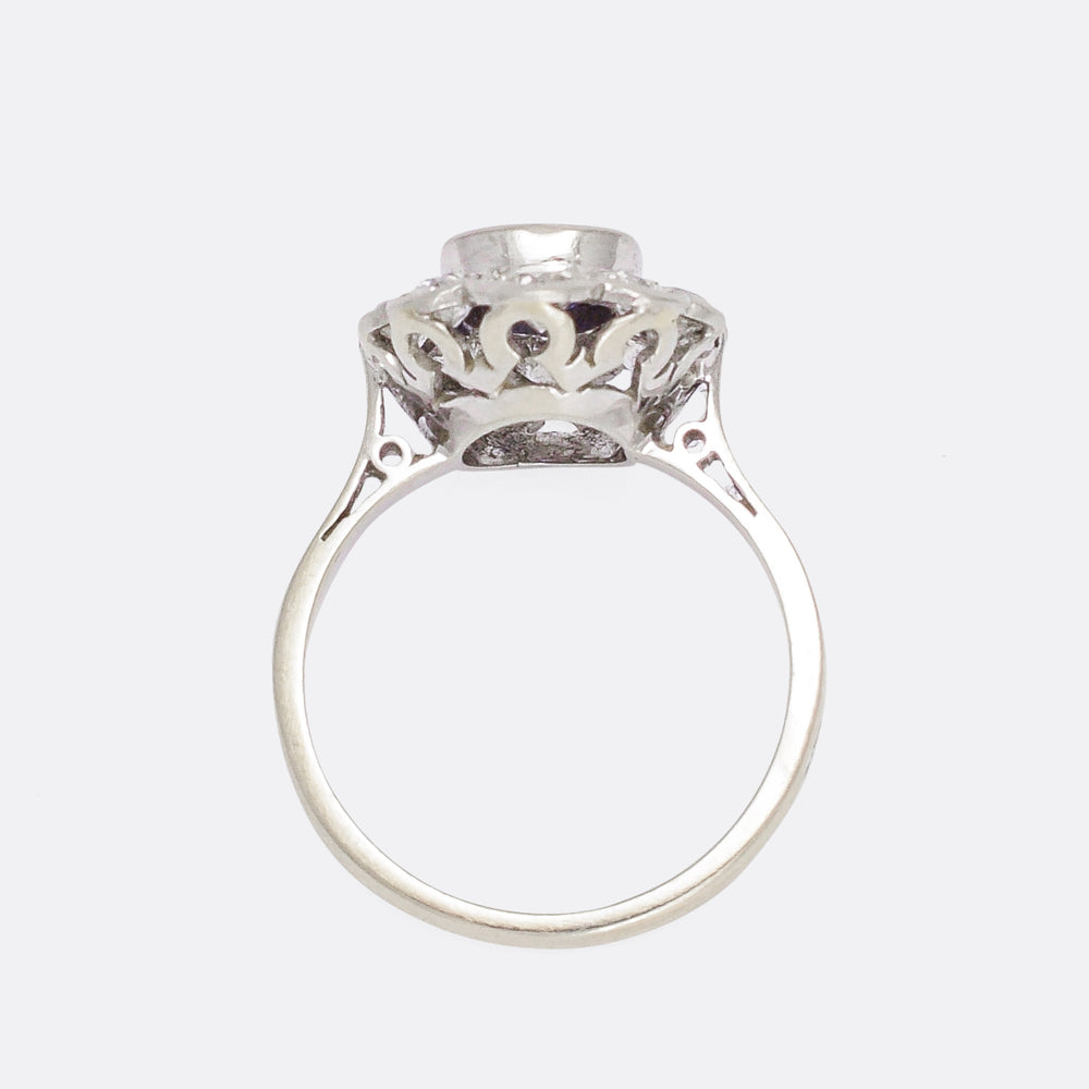 Edwardian Sapphire & Diamond Flower Engagement Ring