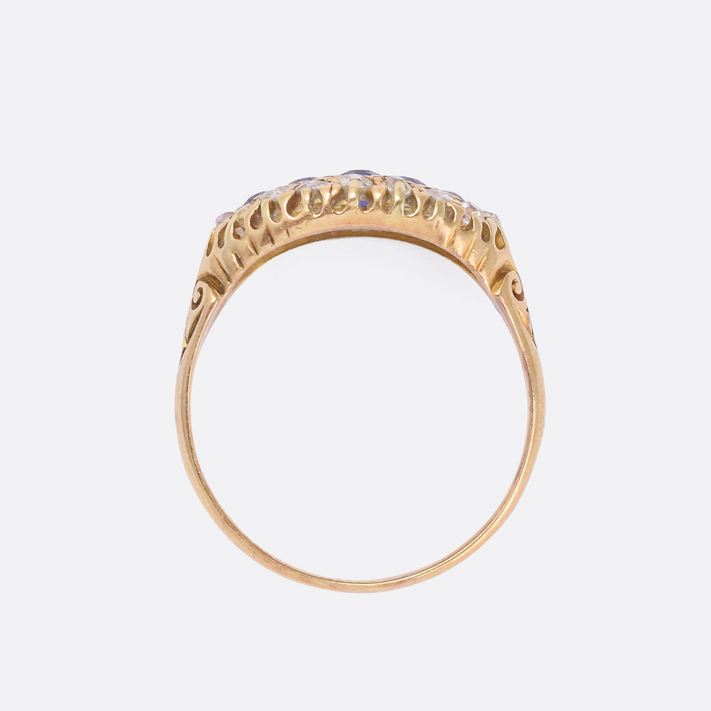 Edwardian Sapphire & Diamond Oval Cluster Ring