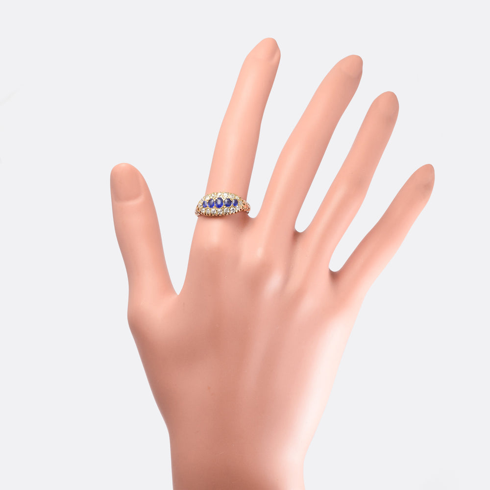 Edwardian Sapphire & Diamond Oval Cluster Ring