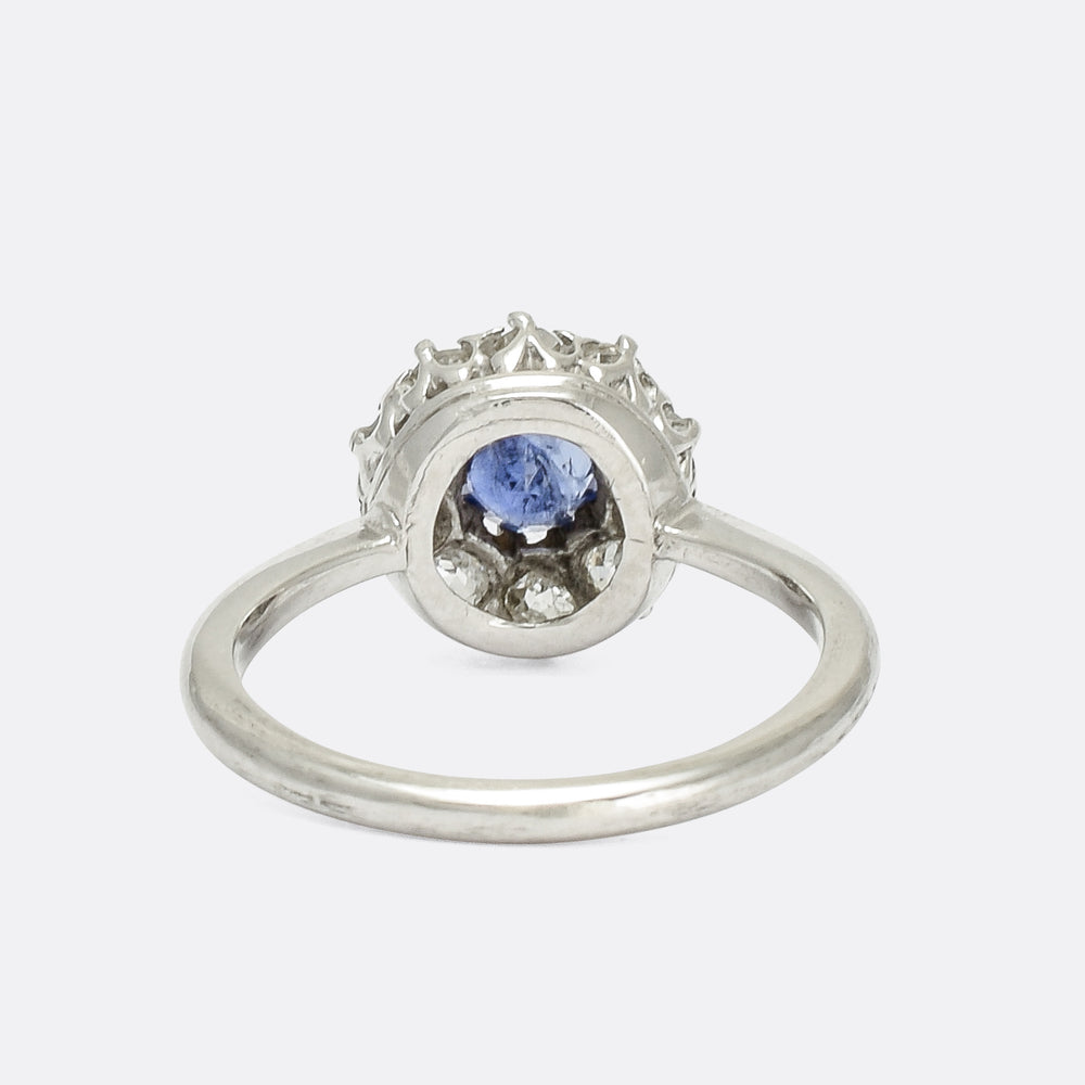 Edwardian Sapphire & Diamond Round Cluster Ring