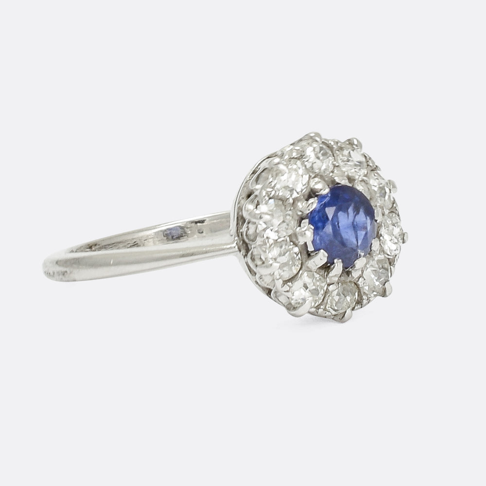 Edwardian Sapphire & Diamond Round Cluster Ring