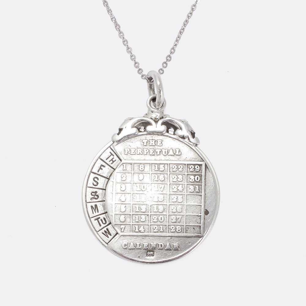 Edwardian Silver Perpetual Calendar Pendant