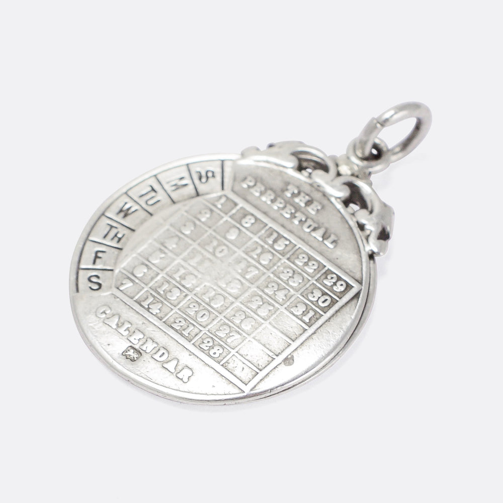 Edwardian Silver Perpetual Calendar Pendant