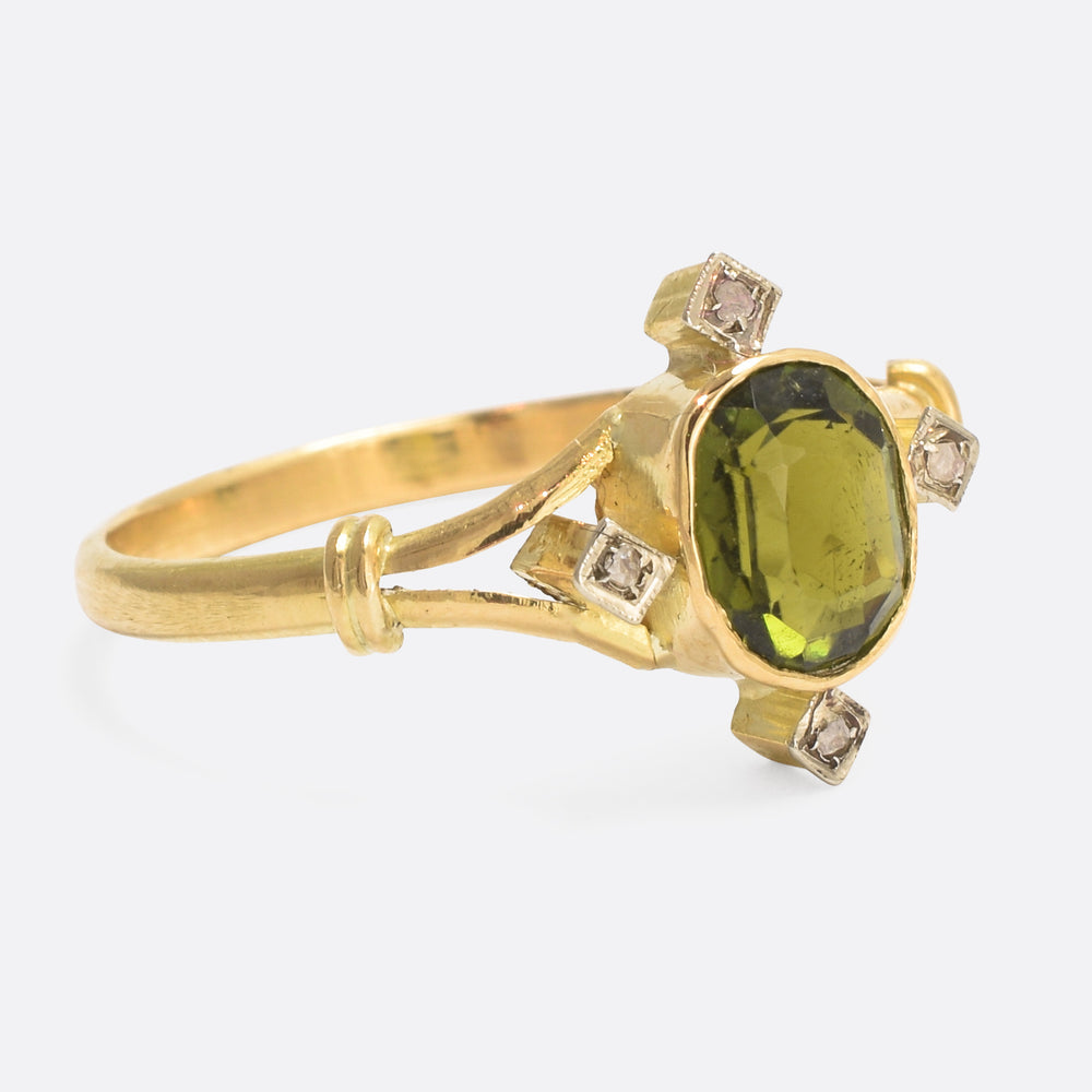 Edwardian Tourmaline Compass Point Ring