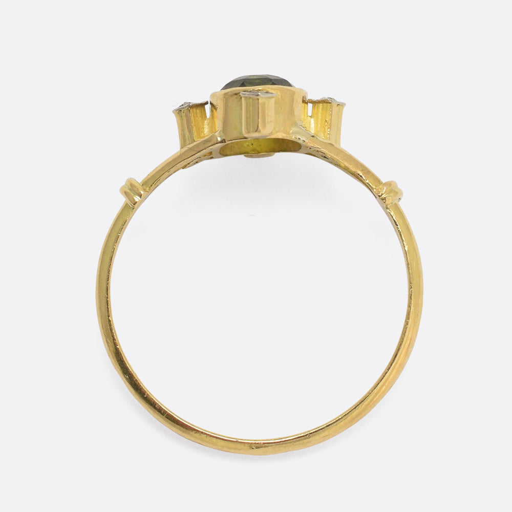 Edwardian Tourmaline Compass Point Ring