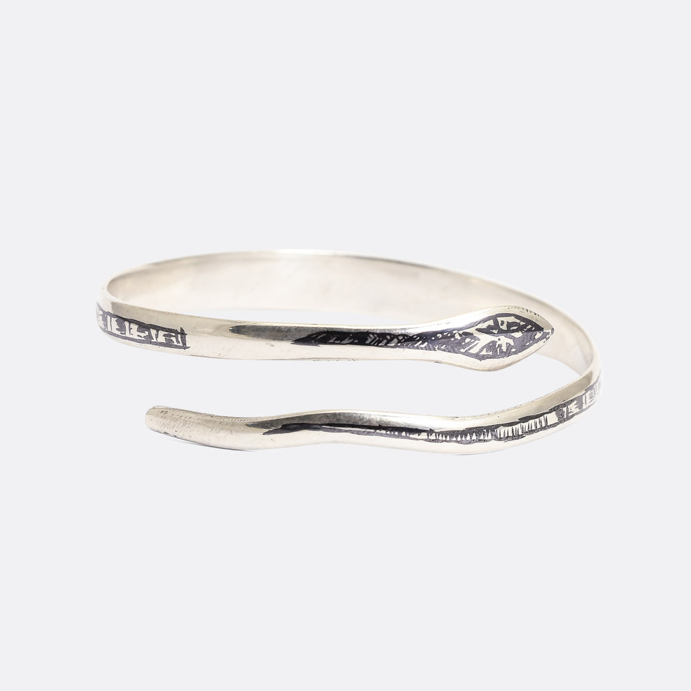 Egyptian Revival Niello Snake Bangle