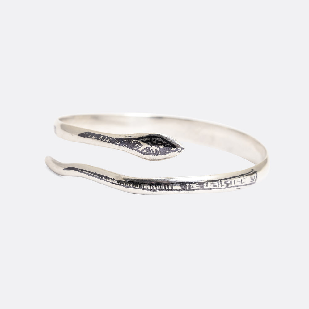 Egyptian Revival Niello Snake Bangle