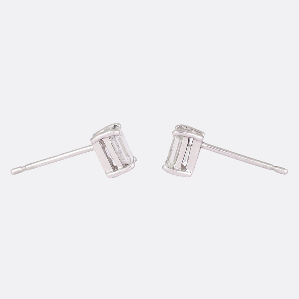 Emerald Cut Diamond Solitaire Stud Earrings
