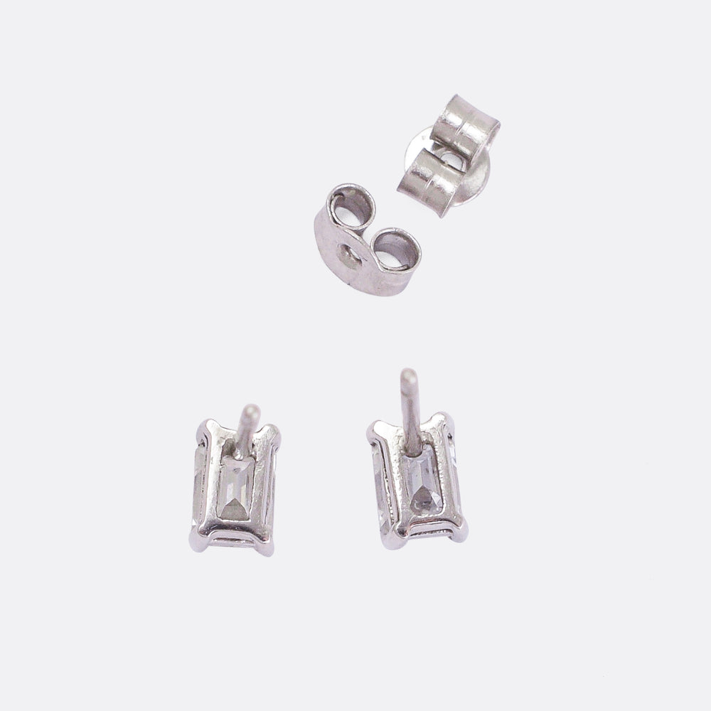 Emerald Cut Diamond Solitaire Stud Earrings