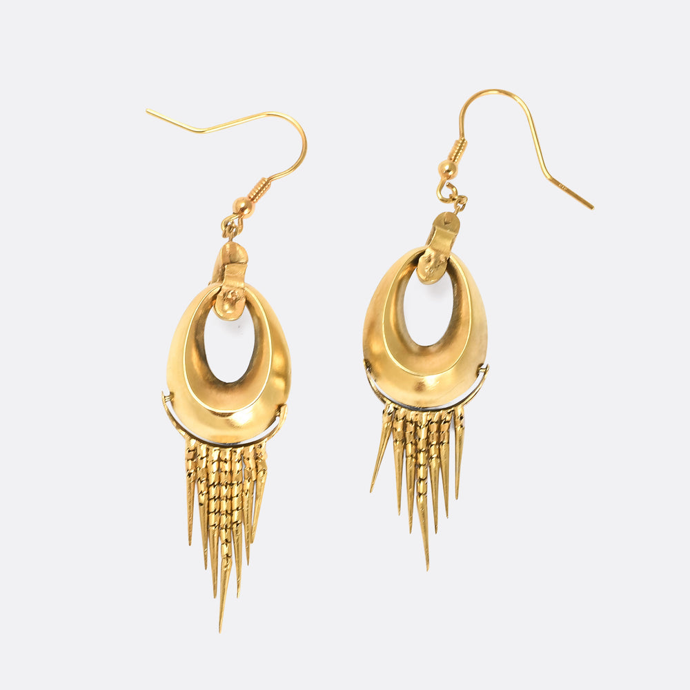 Etruscan Revival Almandine Garnet Hoop Earrings