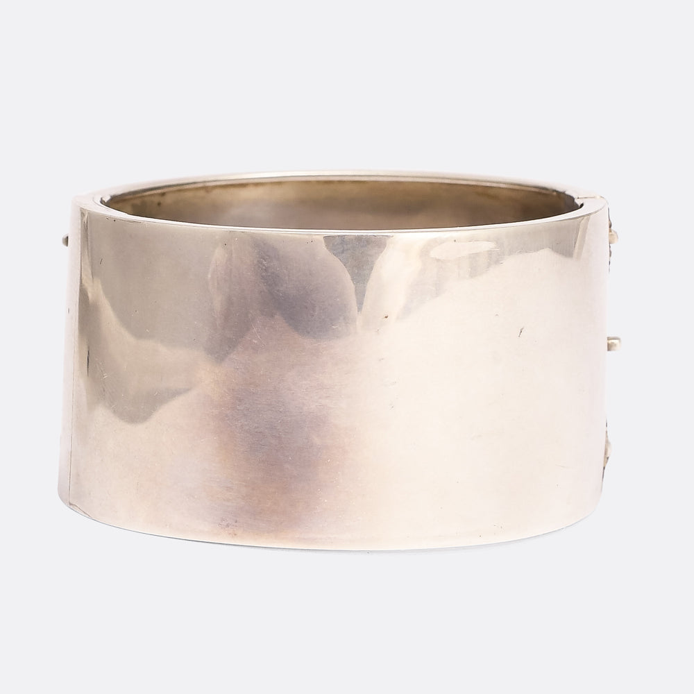 Etruscan Revival Silver Cuff Bangle
