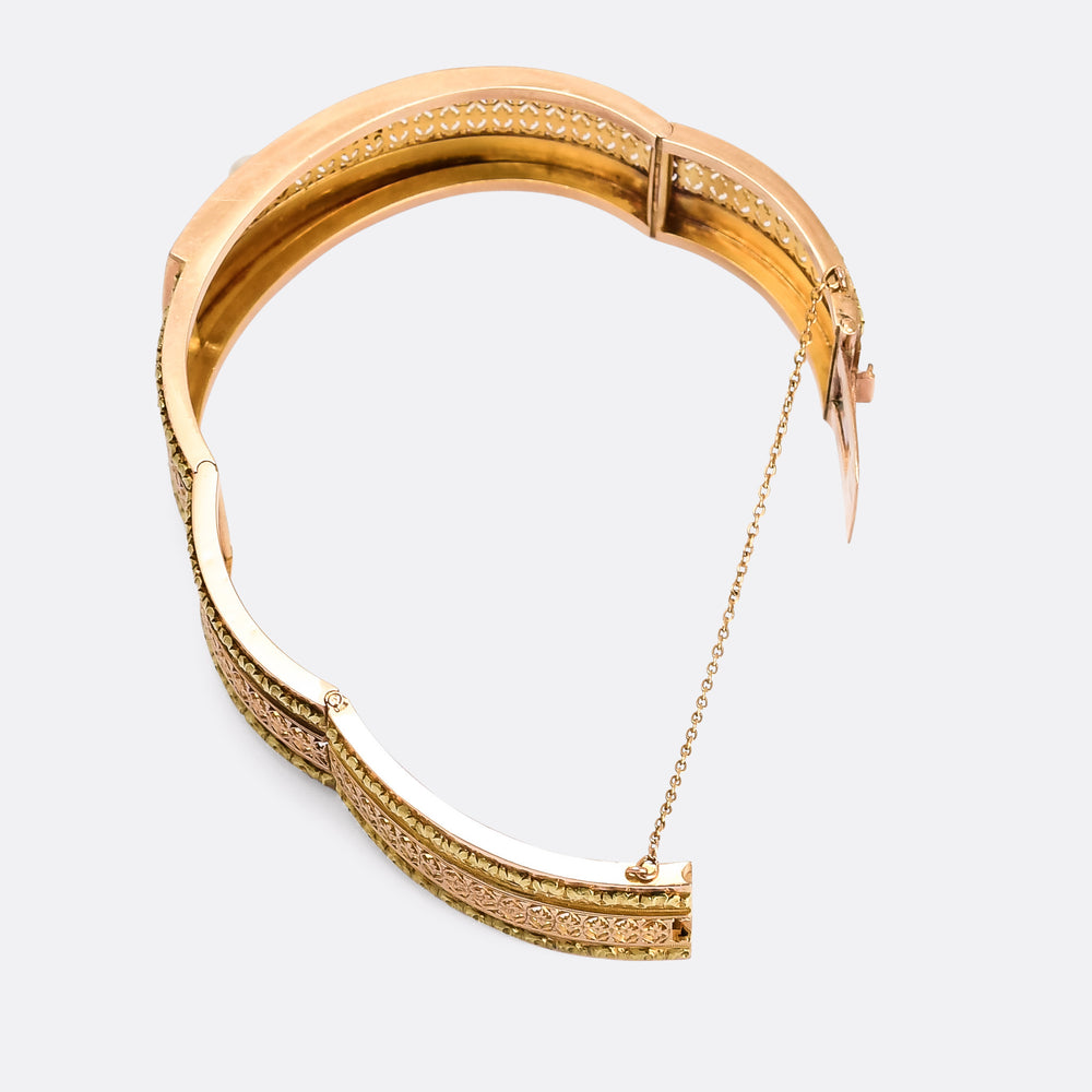 French High Victorian Pearl Buckle Bangle