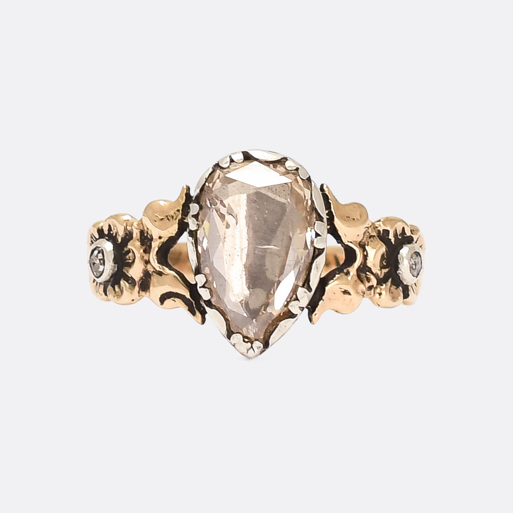 Georgian 2.30ct Pear Diamond Solitaire Ring