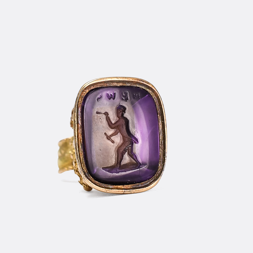 Georgian Amethyst NEWS Intaglio Seal Fob Pendant