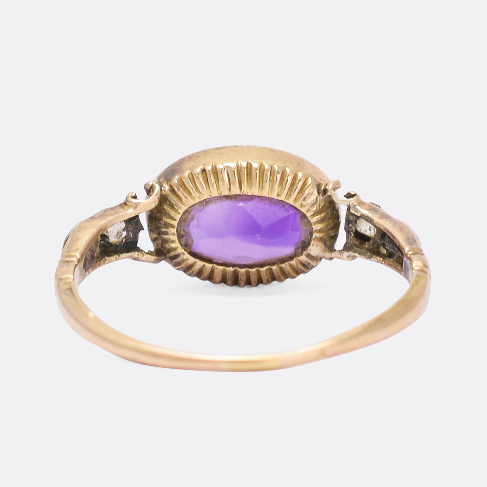 Georgian Amethyst & Diamond Solitaire Ring