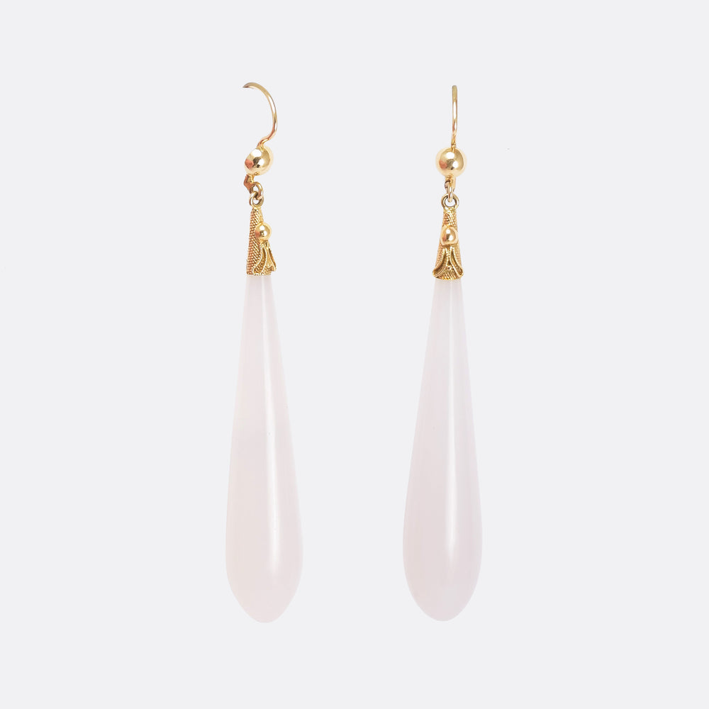 Georgian Blue Chalcedony Teardrop Earrings