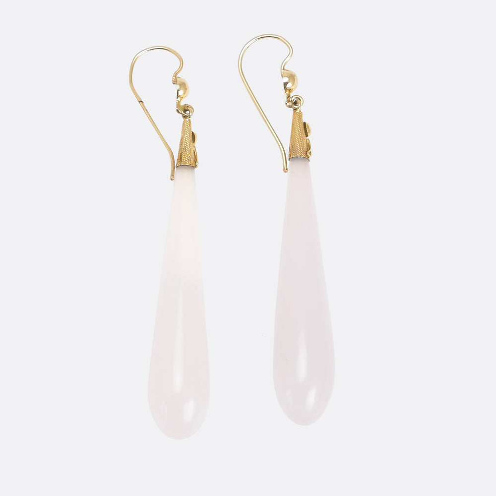 Georgian Blue Chalcedony Teardrop Earrings