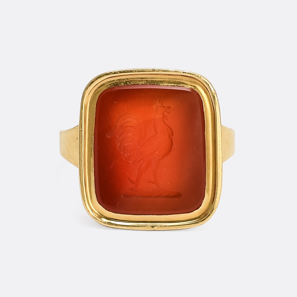 Georgian Carnelian Intaglio Cock Ring