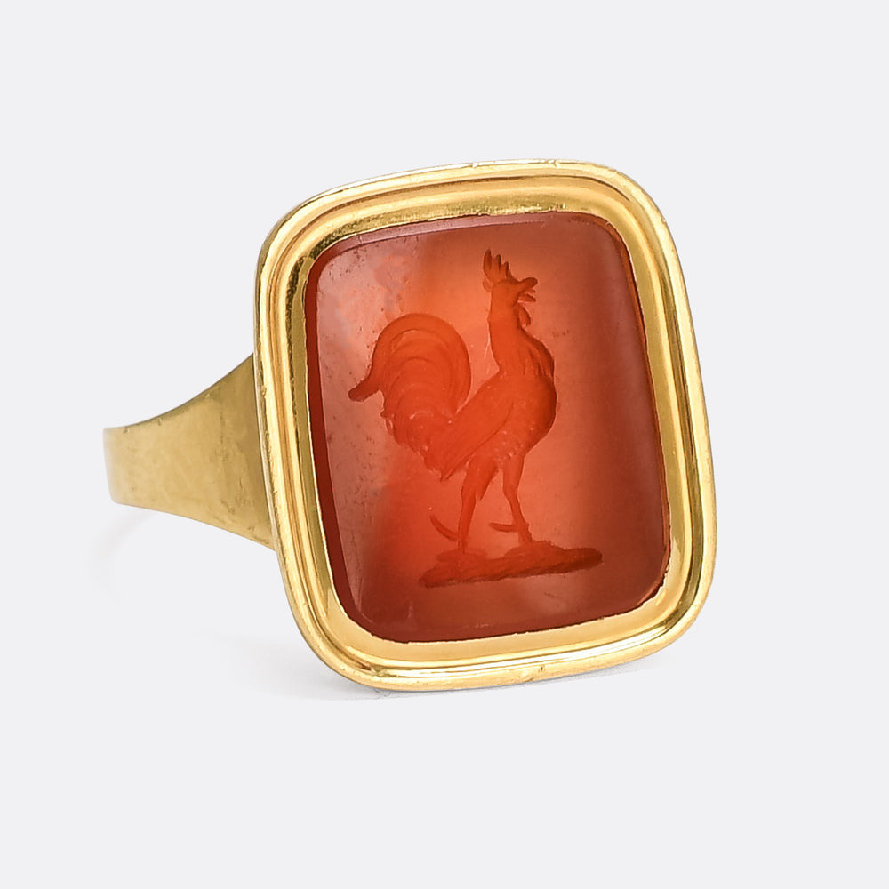 Georgian Carnelian Intaglio Cock Ring