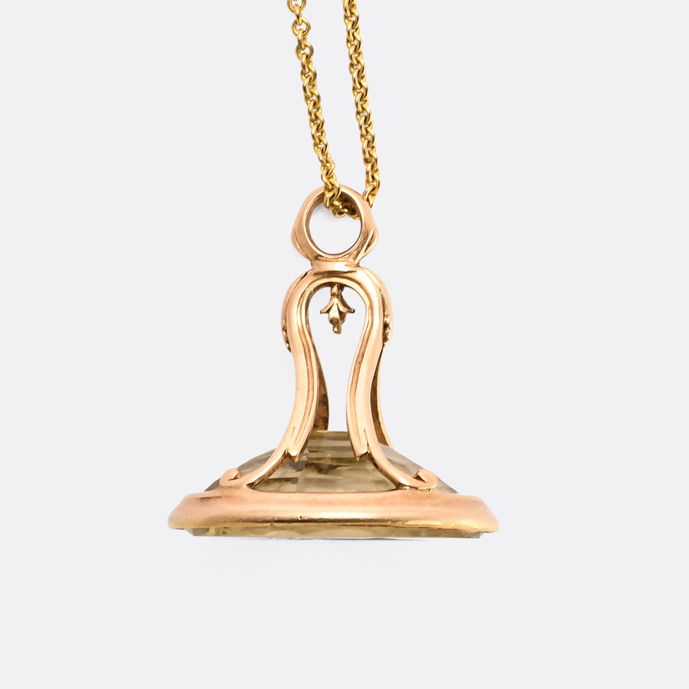 Georgian Citrine Athena Intaglio Seal Fob Pendant