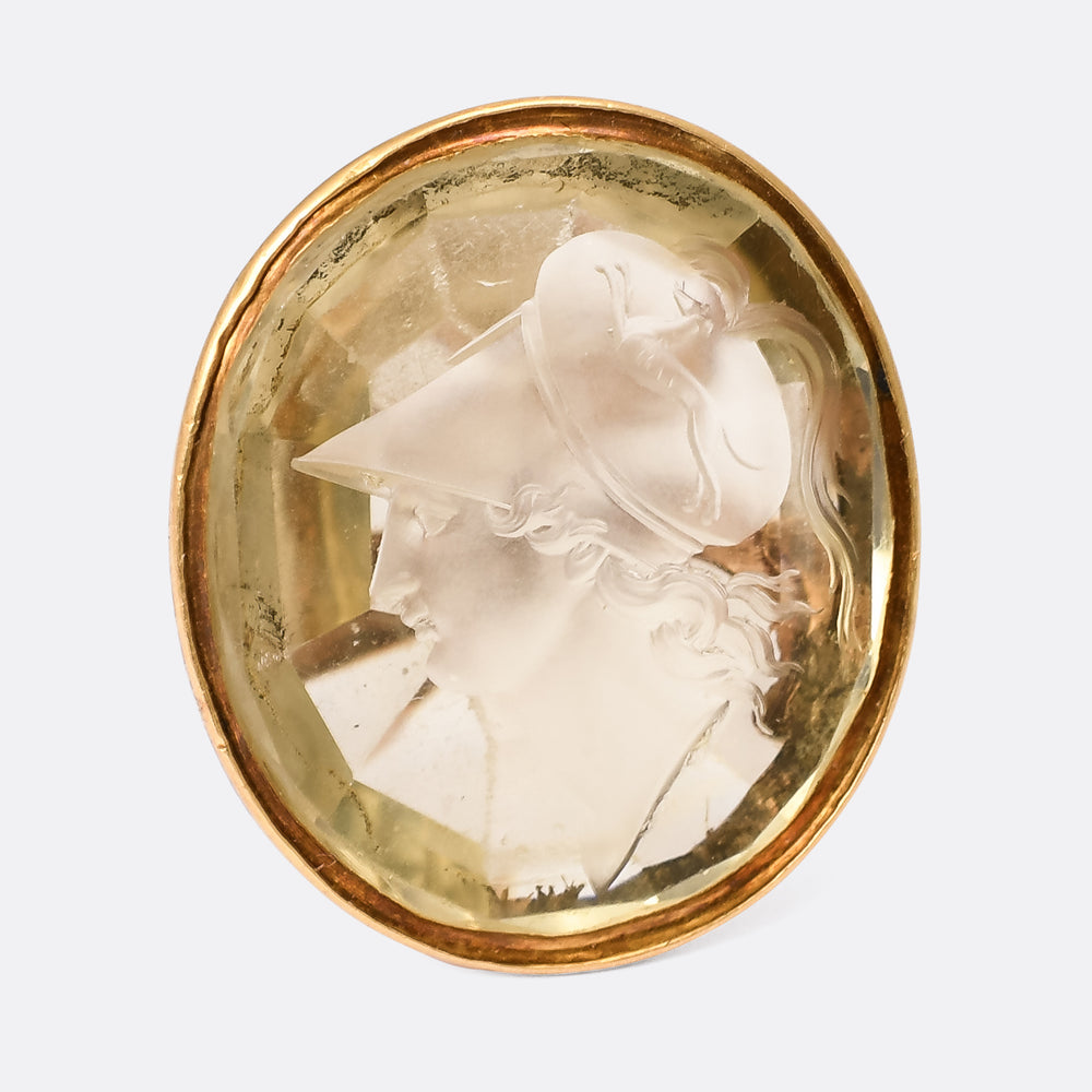 Georgian Citrine Athena Intaglio Seal Fob Pendant