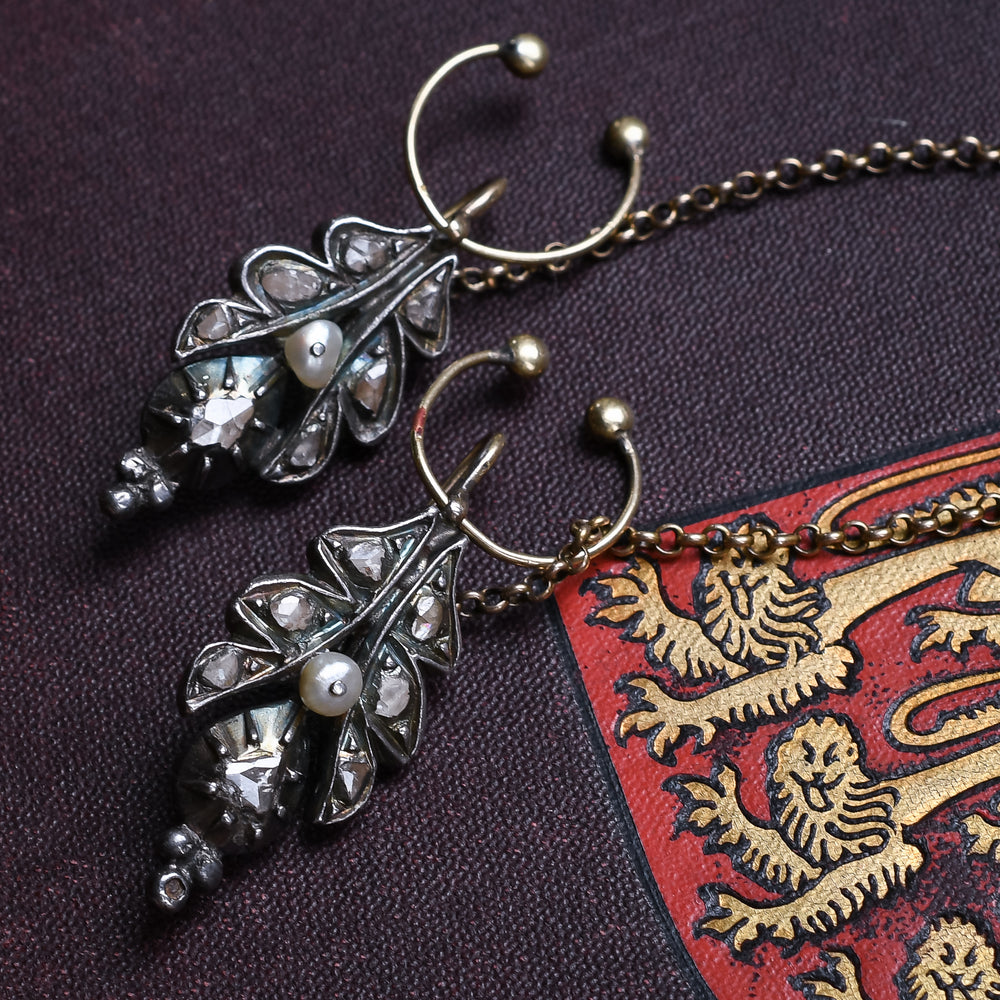 Georgian Diamond & Pearl Cloak Pins