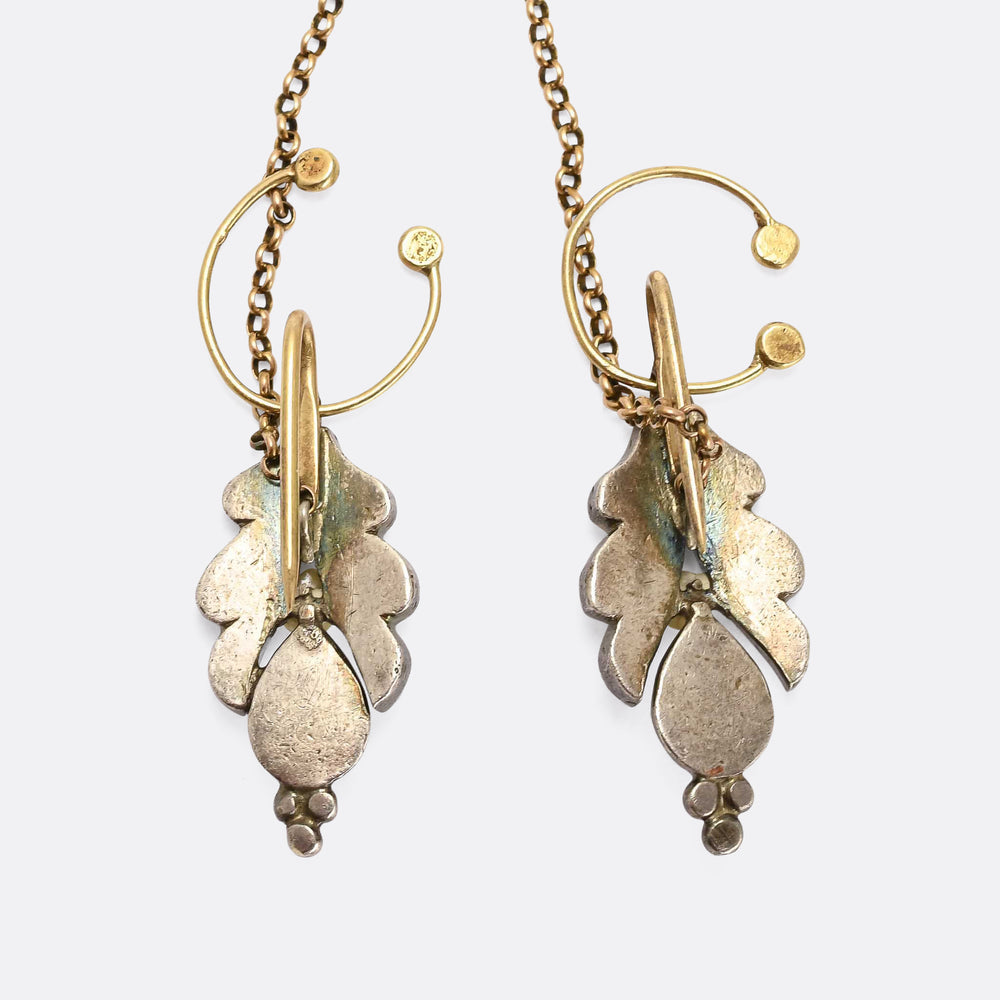 Georgian Diamond & Pearl Cloak Pins