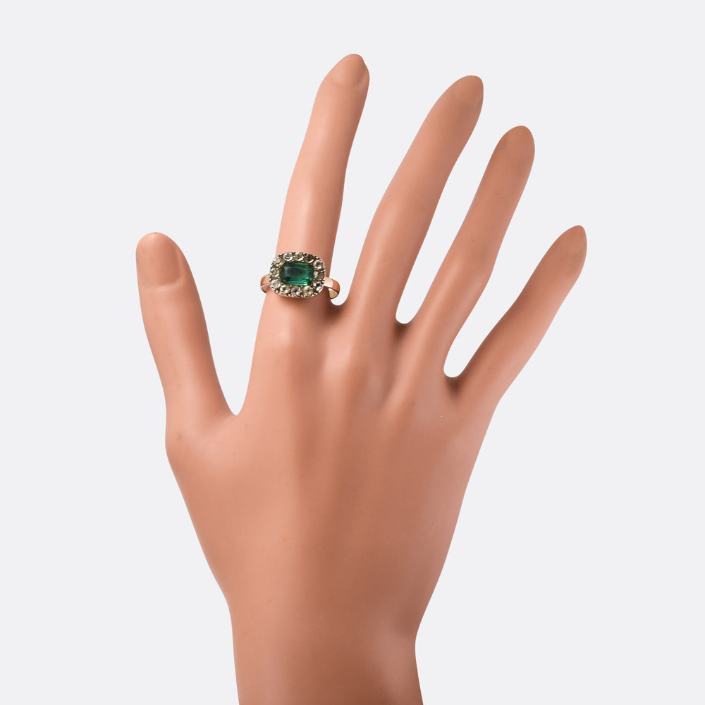 Georgian Emerald Paste Cluster Ring