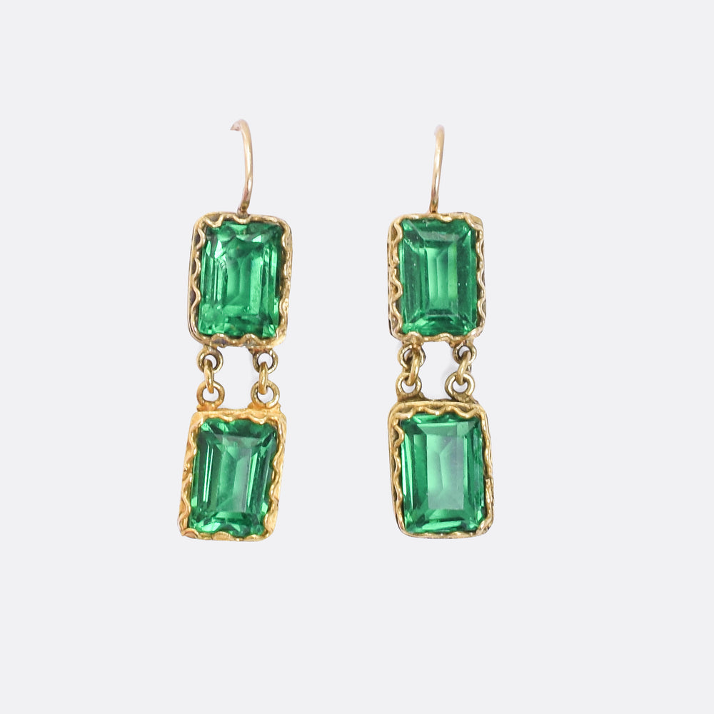 Georgian Emerald Paste Earrings