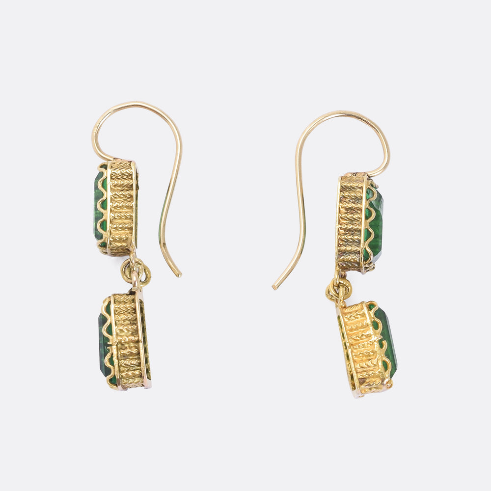 Georgian Emerald Paste Earrings