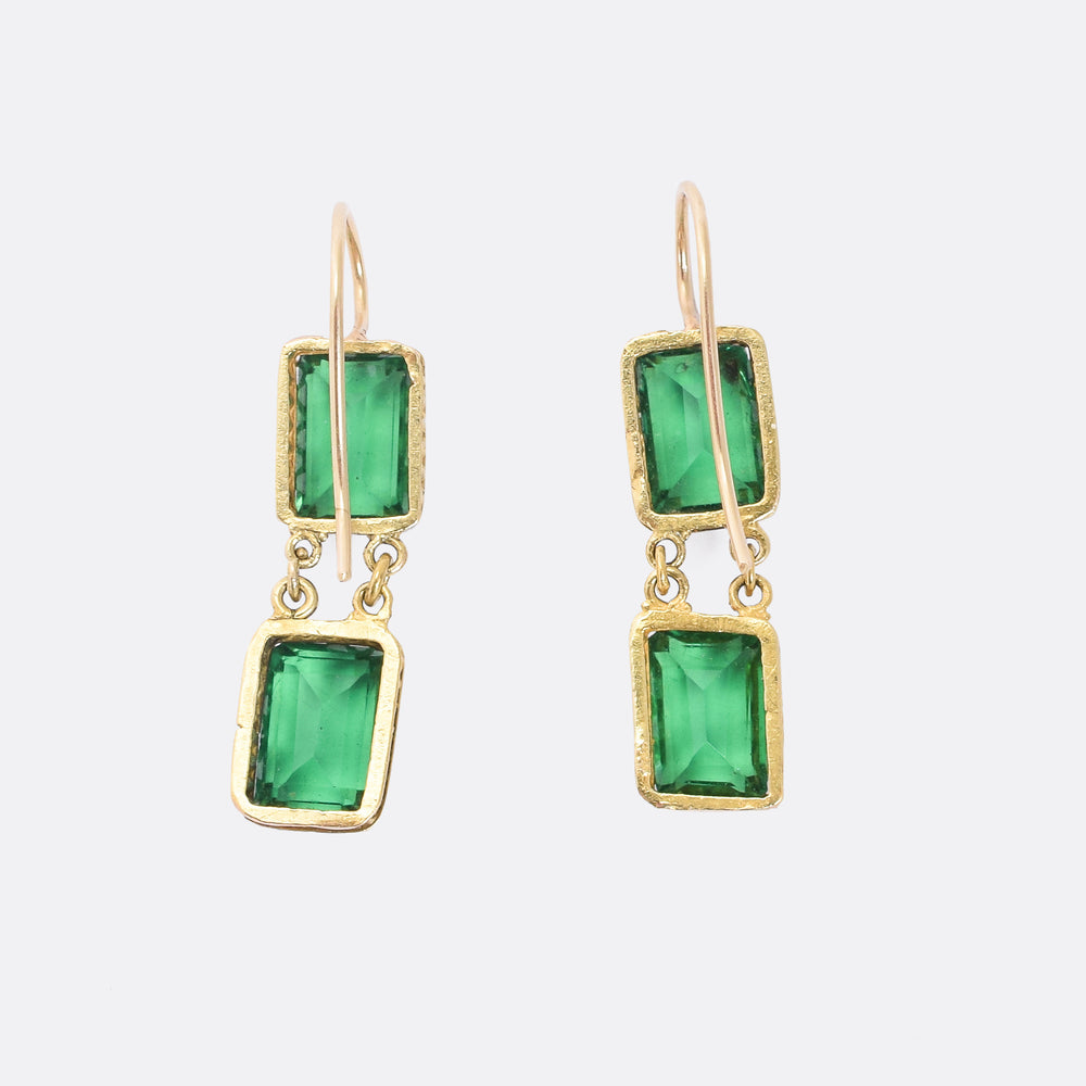 Georgian Emerald Paste Earrings