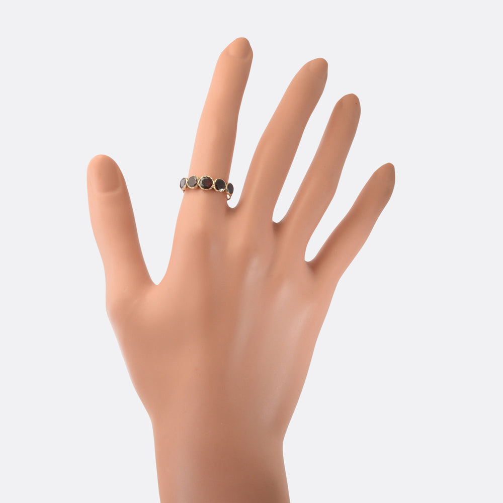 Georgian Flat-Cut Garnet Half Hoop Ring