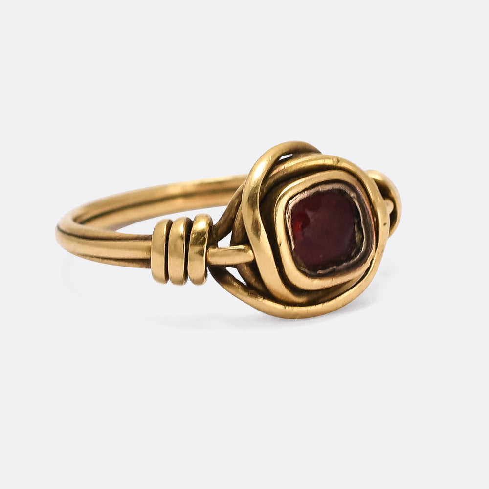 Georgian Garnet Love Knot Ring