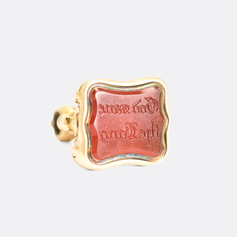 Georgian God Save The King Carnelian Intaglio Seal Fob