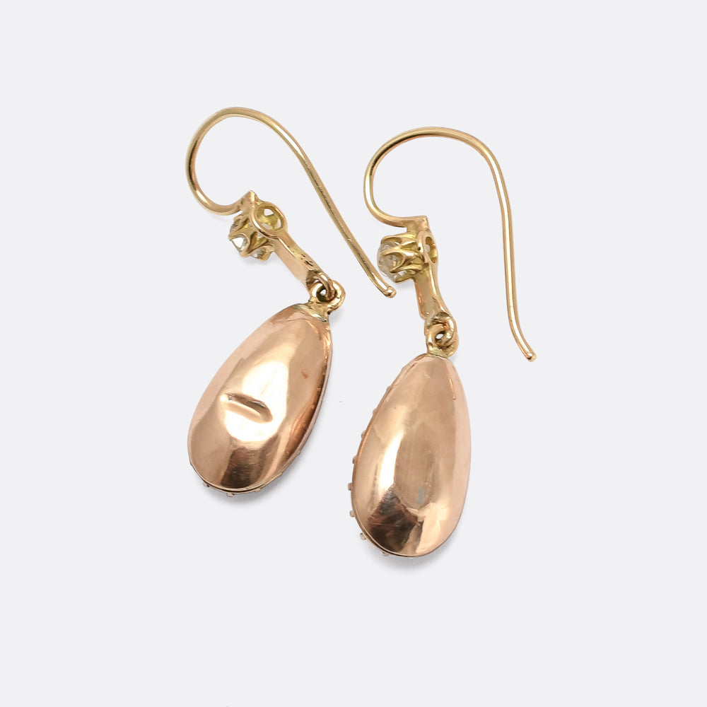 Georgian Imperial Topaz Paste Teardrop Earrings