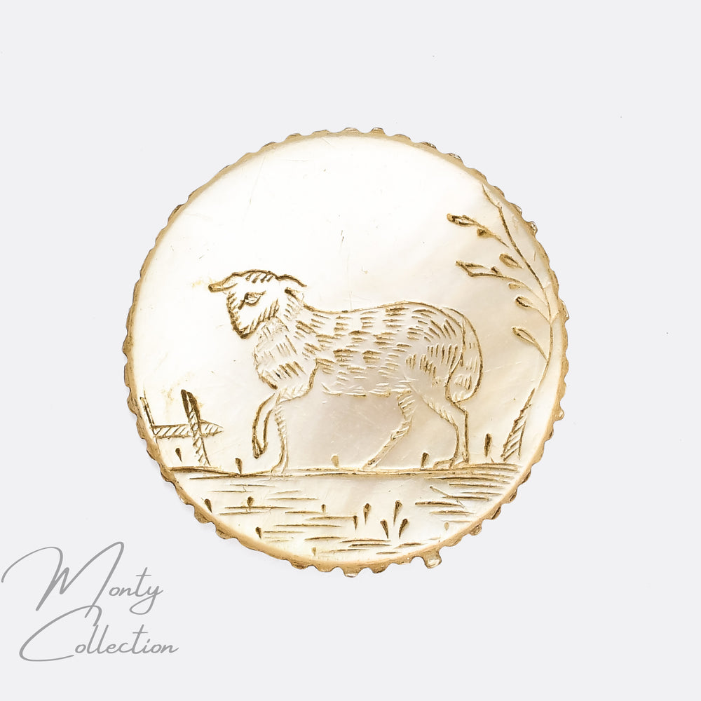 Georgian Mother of Pearl Pastoral Gaming Token