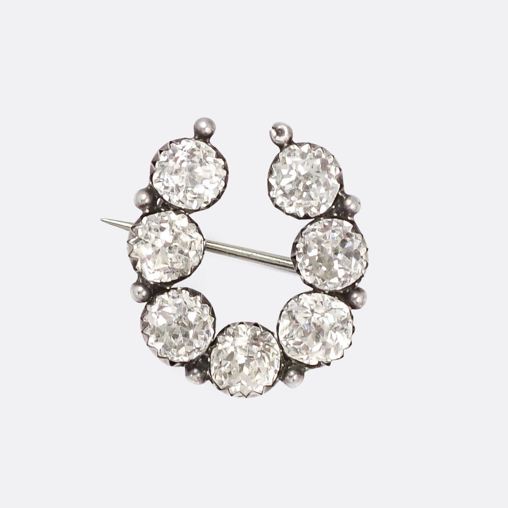 Georgian Old Cut Paste Horseshoe Brooch