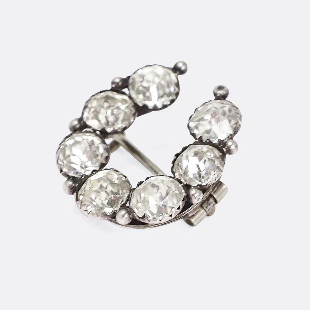 Georgian Old Cut Paste Horseshoe Brooch