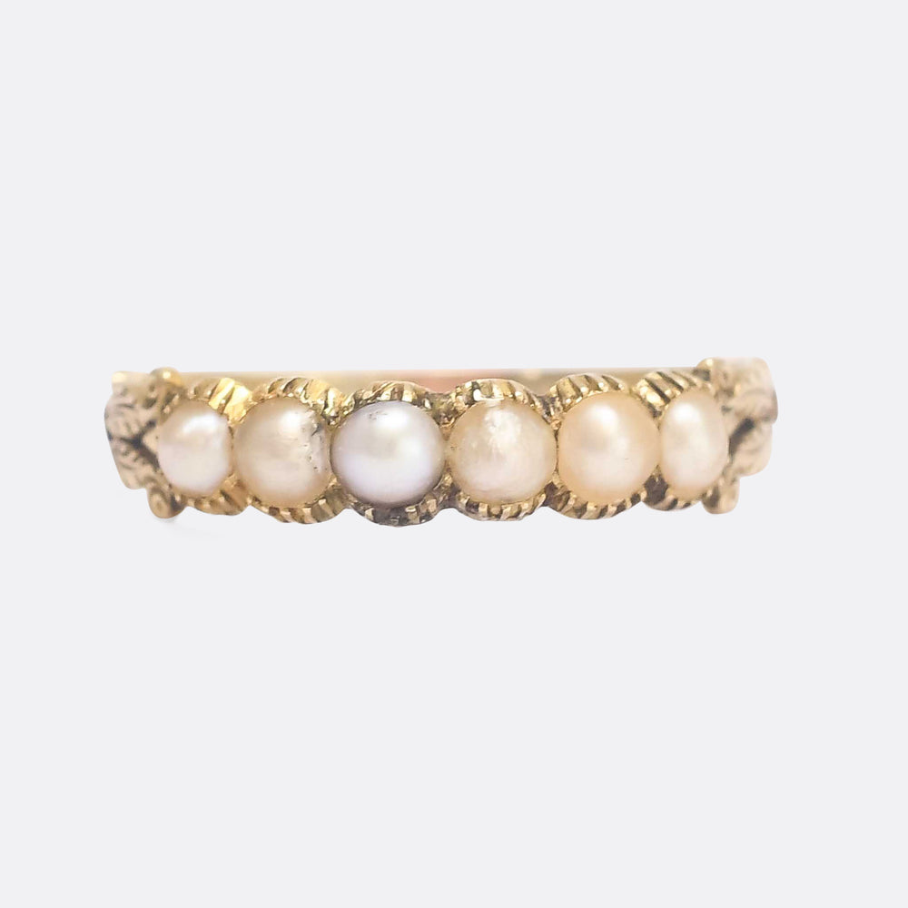 Georgian Pearl Half Hoop Eternity Ring