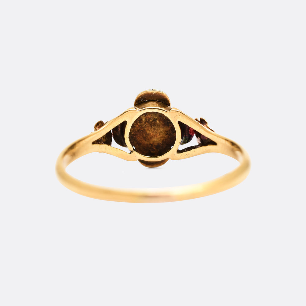 Georgian Pearl & Emerald Flower Cluster Ring