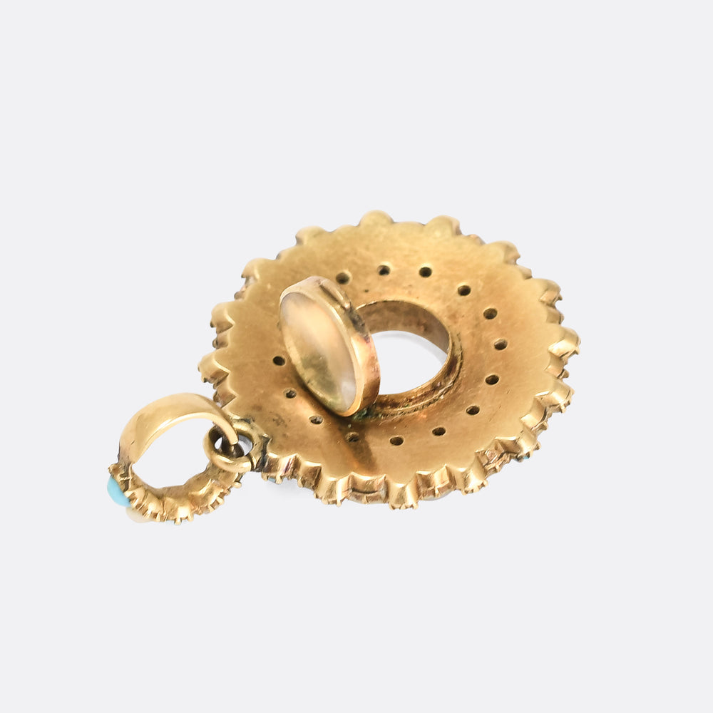 Georgian Pearl & Turquoise Round Locket