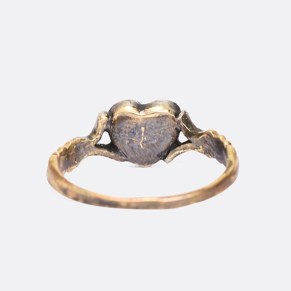 Georgian Pink Heart Diamond Solitaire Ring